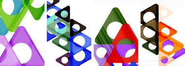 Soyut arkaplan seti, üçgenlerin dinamik etkileşimini gösteriyor. Modern tasarım ve geometrik cazibenin birleşimi