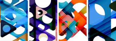 Soyut arkaplan seti, üçgenlerin dinamik etkileşimini gösteriyor. Modern tasarım ve geometrik cazibenin birleşimi