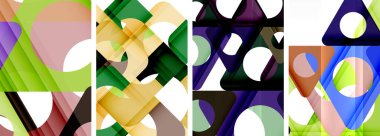 Soyut arkaplan seti, üçgenlerin dinamik etkileşimini gösteriyor. Modern tasarım ve geometrik cazibenin birleşimi