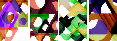 Çekici üçgenler içeren soyut arkaplan seti. Geometri ve stilin uyumlu karışımı, bu tasarımlar modern yetenekler getiriyor.