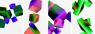 Duvar kağıdı, kartvizit, kapak, poster, afiş, broşür, başlık, web sitesi için 3d küp ve diğer geometrik elementlerin kompozisyonu