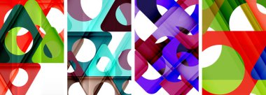 Çekici üçgenler içeren soyut arkaplan seti. Geometri ve stilin uyumlu karışımı, bu tasarımlar modern yetenekler getiriyor.