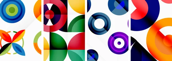 円およびリング幾何学的な背景 カバー ポスター パンフレット ヘッダー ウェブサイトのためのポスター — ストックベクタ