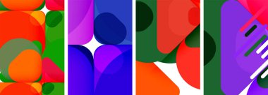 Duvar kağıdı, kartvizit, kapak, poster, afiş, broşür, başlık, web sitesi için renkli parlak geometrik soyut kompozisyonlar