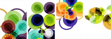 Etkileyici geometrik soyut posterler. Büyüleyici daireler, her bir dizayn şekil ve rengin uyumlu bir karışımı. Tasarımınızı modern, görsel olarak çarpıcı sanatla yükseltin