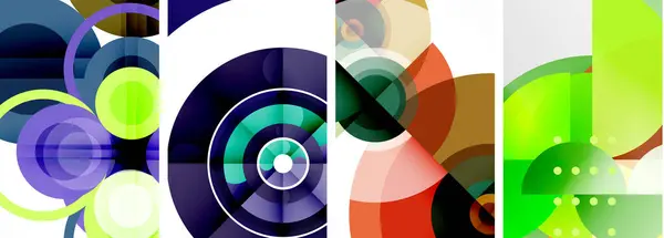 Набор Кругов Геометрических Абстрактных Плакатов Обложка Обоев Визитная Карточка Обложка — стоковый вектор