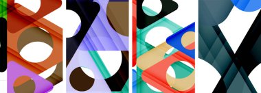 Soyut arkaplan seti, üçgenlerin dinamik etkileşimini gösteriyor. Modern tasarım ve geometrik cazibenin birleşimi