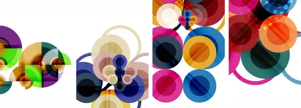 Okouzlující Geometrické Abstraktní Plakáty Mesmerizing Sada Kruhů Každý Design Harmonické — Stockový vektor