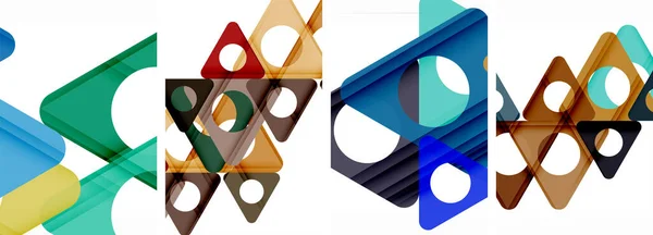 三角形のダイナミックな相互作用を示す抽象的な背景セット モダンなデザインと幾何学的なアリュールの融合 — ストックベクタ