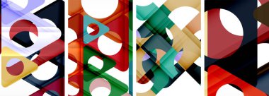 Çekici üçgenler içeren soyut arkaplan seti. Geometri ve stilin uyumlu karışımı, bu tasarımlar modern yetenekler getiriyor.