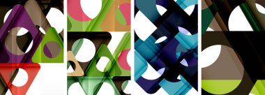 Soyut arkaplan seti, üçgenlerin dinamik etkileşimini gösteriyor. Modern tasarım ve geometrik cazibenin birleşimi