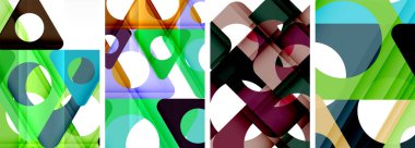 Soyut arkaplan seti, üçgenlerin dinamik etkileşimini gösteriyor. Modern tasarım ve geometrik cazibenin birleşimi