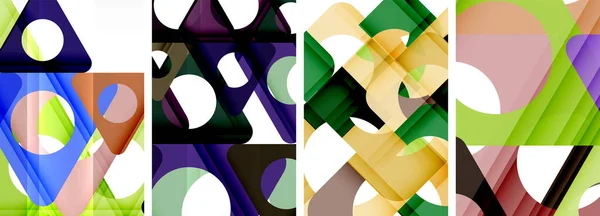 Conjunto Fundo Abstrato Mostrando Uma Interação Dinâmica Triângulos Fusão Design — Vetor de Stock