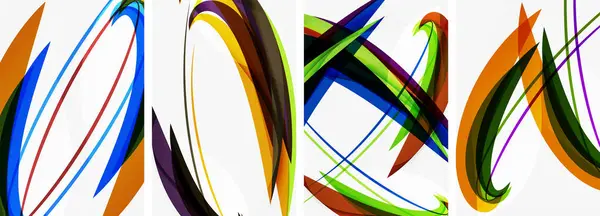 Ensemble Lignes Vagues Colorées Pour Papier Peint Carte Visite Couverture — Image vectorielle