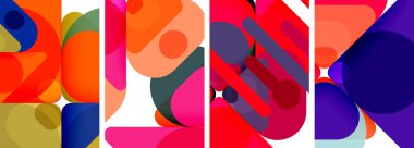 Duvar kağıdı, kartvizit, kapak, poster, afiş, broşür, başlık, web sitesi için renkli parlak geometrik soyut kompozisyonlar