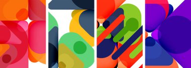 Duvar kağıdı, kartvizit, kapak, poster, afiş, broşür, başlık, web sitesi için renkli parlak geometrik soyut kompozisyonlar