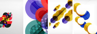 Etkileyici geometrik soyut posterler. Büyüleyici daireler, her bir dizayn şekil ve rengin uyumlu bir karışımı. Tasarımınızı modern, görsel olarak çarpıcı sanatla yükseltin