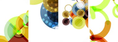 Soyut çember poster setiyle geometrik zarafet dünyası. Çemberler şekiller ve renkler senfonisiyle sarmalanır. Tasarımınız için çağdaş bir görsel ziyafet sunar.