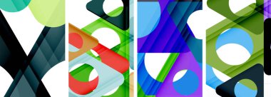 Soyut arkaplan seti, üçgenlerin dinamik etkileşimini gösteriyor. Modern tasarım ve geometrik cazibenin birleşimi