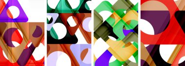 Çekici üçgenler içeren soyut arkaplan seti. Geometri ve stilin uyumlu karışımı, bu tasarımlar modern yetenekler getiriyor.