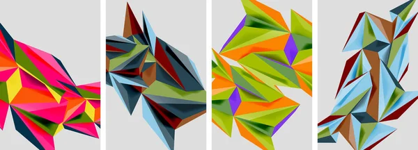 Conjunto Carteles Abstractos Patrón Triángulo Mosaico Ilustración Vectorial Para Fondo — Archivo Imágenes Vectoriales
