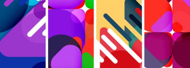 Duvar kağıdı, kartvizit, kapak, poster, afiş, broşür, başlık, web sitesi için renkli parlak geometrik soyut kompozisyonlar