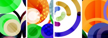 Etkileyici geometrik soyut posterler. Büyüleyici daireler, her bir dizayn şekil ve rengin uyumlu bir karışımı. Tasarımınızı modern, görsel olarak çarpıcı sanatla yükseltin