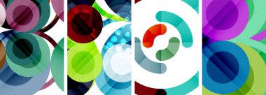 Etkileyici geometrik soyut posterler. Büyüleyici daireler, her bir dizayn şekil ve rengin uyumlu bir karışımı. Tasarımınızı modern, görsel olarak çarpıcı sanatla yükseltin