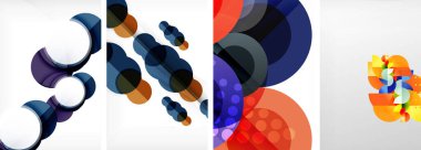 Soyut çember poster setiyle geometrik zarafet dünyası. Çemberler şekiller ve renkler senfonisiyle sarmalanır. Tasarımınız için çağdaş bir görsel ziyafet sunar.