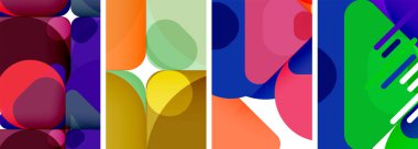 Duvar kağıdı, kartvizit, kapak, poster, afiş, broşür, başlık, web sitesi için renkli parlak geometrik soyut kompozisyonlar