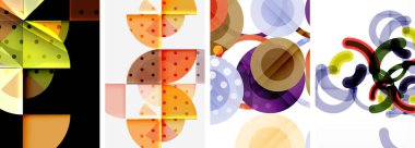 Soyut çember poster setiyle geometrik zarafet dünyası. Çemberler şekiller ve renkler senfonisiyle sarmalanır. Tasarımınız için çağdaş bir görsel ziyafet sunar.