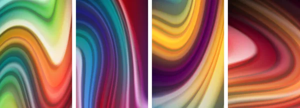 Rainbow Color Liquid Wave Lines Poster Set Wallpaper Business Card — Stock Vector