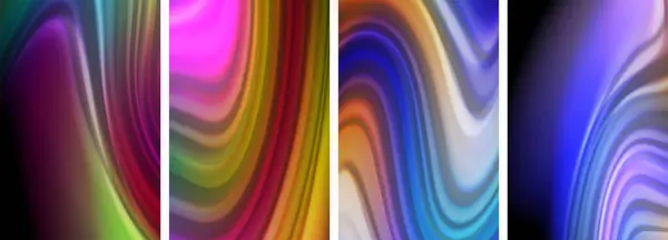 Líquido Color Arco Iris Conjunto Póster Líneas Onda Para Papel — Archivo Imágenes Vectoriales