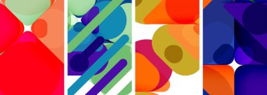 Duvar kağıdı, kartvizit, kapak, poster, afiş, broşür, başlık, web sitesi için renkli parlak geometrik soyut kompozisyonlar