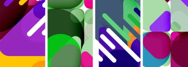 Duvar kağıdı, kartvizit, kapak, poster, afiş, broşür, başlık, web sitesi için renkli parlak geometrik soyut kompozisyonlar