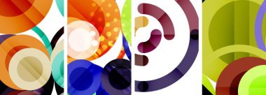 Etkileyici geometrik soyut posterler. Büyüleyici daireler, her bir dizayn şekil ve rengin uyumlu bir karışımı. Tasarımınızı modern, görsel olarak çarpıcı sanatla yükseltin