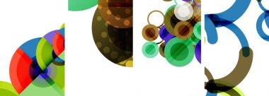 Soyut çember poster setiyle geometrik zarafet dünyası. Çemberler şekiller ve renkler senfonisiyle sarmalanır. Tasarımınız için çağdaş bir görsel ziyafet sunar.