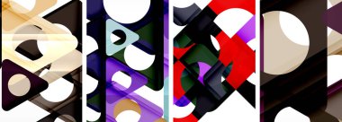 Çekici üçgenler içeren soyut arkaplan seti. Geometri ve stilin uyumlu karışımı, bu tasarımlar modern yetenekler getiriyor.