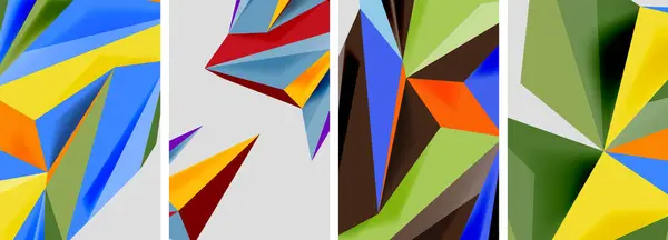 Conjunto Cartazes Abstratos Padrão Triângulo Mosaico Ilustração Vetorial Para Papel — Vetor de Stock