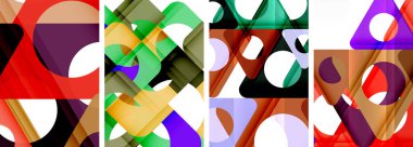 Çekici üçgenler içeren soyut arkaplan seti. Geometri ve stilin uyumlu karışımı, bu tasarımlar modern yetenekler getiriyor.