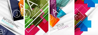 Kağıt kümesi, bilgi elementleriyle soyut arka planlar şekillendirir. Duvar kağıdı, bayrak, arkaplan, kart, kitap illüstrasyonu için vektör illüstrasyonu, iniş sayfası