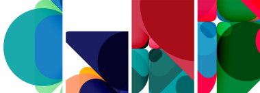 Duvar kağıdı, kartvizit, kapak, poster, afiş, broşür, başlık, web sitesi için renkli parlak geometrik soyut kompozisyonlar