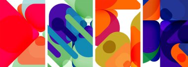 Duvar kağıdı, kartvizit, kapak, poster, afiş, broşür, başlık, web sitesi için renkli parlak geometrik soyut kompozisyonlar