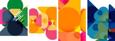 Duvar kağıdı, kartvizit, kapak, poster, afiş, broşür, başlık, web sitesi için renkli parlak geometrik soyut kompozisyonlar