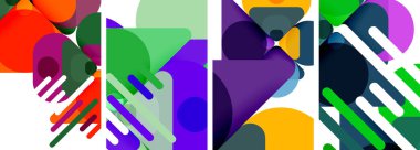 Duvar kağıdı, kartvizit, kapak, poster, afiş, broşür, başlık, web sitesi için renkli parlak geometrik soyut kompozisyonlar