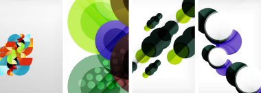 Soyut çember poster setiyle geometrik zarafet dünyası. Çemberler şekiller ve renkler senfonisiyle sarmalanır. Tasarımınız için çağdaş bir görsel ziyafet sunar.