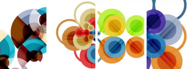 Soyut çember poster setiyle geometrik zarafet dünyası. Çemberler şekiller ve renkler senfonisiyle sarmalanır. Tasarımınız için çağdaş bir görsel ziyafet sunar.