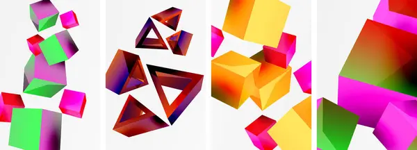 Формы Кубики Другие Геометрические Элементы Дизайн Фона Обоев Визитная Карточка — стоковый вектор