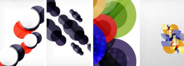 Etkileyici geometrik soyut posterler. Büyüleyici daireler, her bir dizayn şekil ve rengin uyumlu bir karışımı. Tasarımınızı modern, görsel olarak çarpıcı sanatla yükseltin