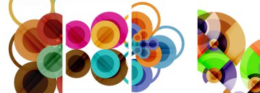 Soyut çember poster setiyle geometrik zarafet dünyası. Çemberler şekiller ve renkler senfonisiyle sarmalanır. Tasarımınız için çağdaş bir görsel ziyafet sunar.